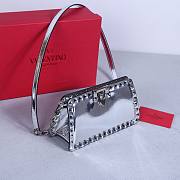 Okify Valentino Rockstud Small Bag Silver Calfskin 21x12x6cm 22053S - 3