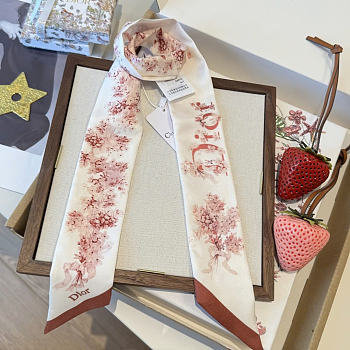 Okify Dior Pink Flower Mitzah Twill Scarf 100x6cm