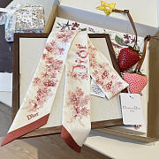 Okify Dior Pink Flower Mitzah Twill Scarf 100x6cm - 5