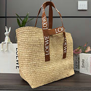 Okify Loewe Fold Shopper Raffia Tote Bag 50x32x19cm - 5