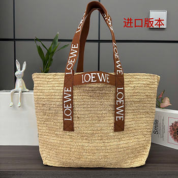 Okify Loewe Fold Shopper Raffia Tote Bag 50x32x19cm