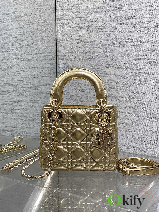 Okify Dior Lady Bag Gold 17x15x7cm - 1