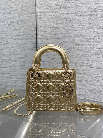 Okify Dior Lady Bag Gold 17x15x7cm