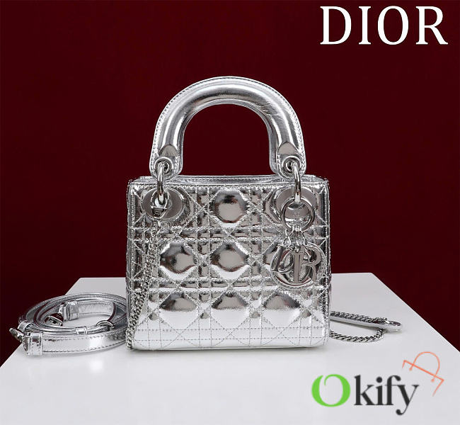 Okify Dior Lady Bag Silver 17x15x7cm - 1