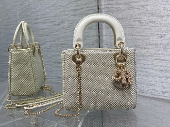 Okify Dior Lady Bag White With Pearls 17x15x7cm