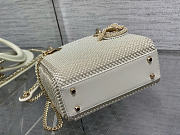Okify Dior Lady Bag White With Pearls 17x15x7cm - 6
