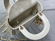 Okify Dior Lady Bag White With Pearls 17x15x7cm - 5