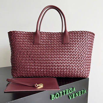Okify Bottega Veneta Large Cabat Bag Red Burgundy 51x28x18cm