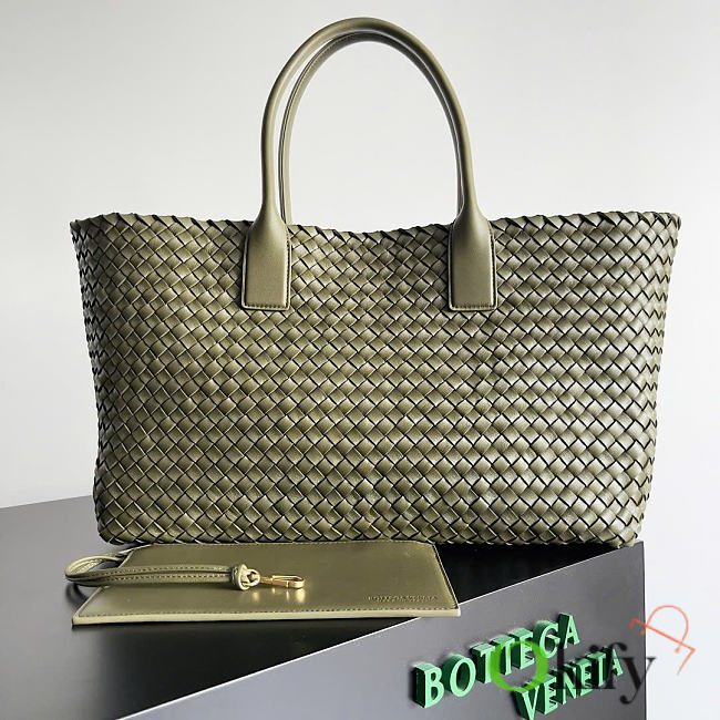 Okify Bottega Veneta Large Cabat Bag Olive Green 51x28x18cm - 1