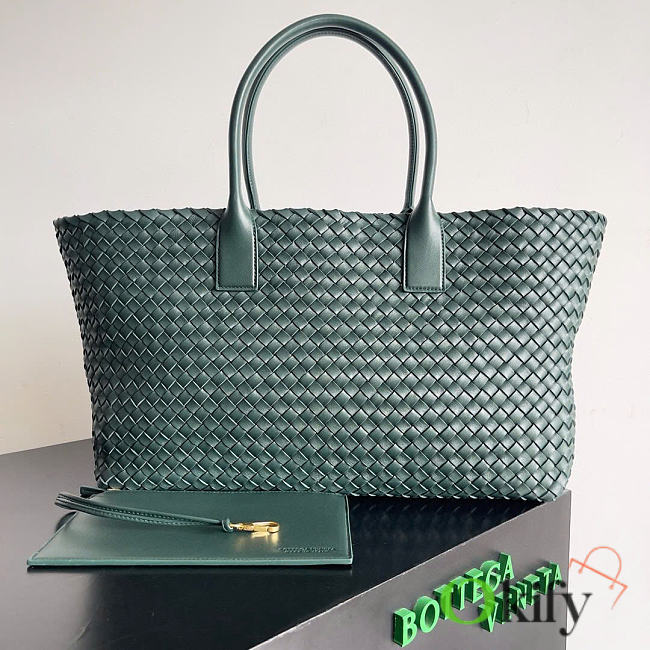 Okify Bottega Veneta Large Cabat Bag Dark Green 51x28x18cm - 1