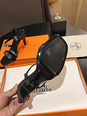 Okify Hermes Black High Heeled Sandals 9cm - 6
