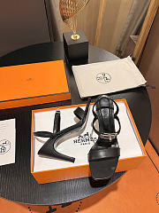 Okify Hermes Black High Heeled Sandals 9cm - 5