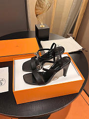 Okify Hermes Black High Heeled Sandals 9cm - 4