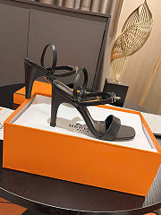 Okify Hermes Black High Heeled Sandals 9cm - 3