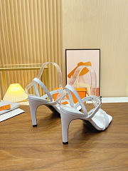 Okify Hermes White High Heeled Sandals 9cm - 5