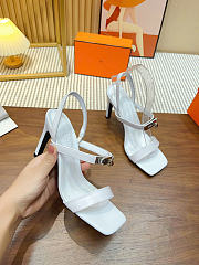 Okify Hermes White High Heeled Sandals 9cm - 3