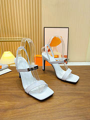 Okify Hermes White High Heeled Sandals 9cm - 1