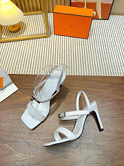 Okify Hermes White High Heeled Sandals 9cm - 6