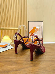 Okify Hermes Red Burgundy High Heeled Sandals 9cm - 4