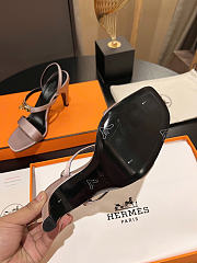 Okify Hermes Light Pink Satin High Heeled Sandals  - 6