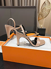 Okify Hermes Rose Gold Satin High Heeled Sandals  - 4