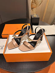 Okify Hermes Rose Gold Satin High Heeled Sandals  - 1