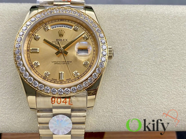 Okify Rolex Day Date Gold Watch With Diamond 40mm - 1