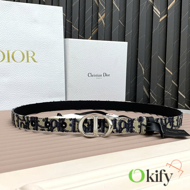Okify Dior 30 Montaigne Oblique Silver Hardware Belt 2cm - 1