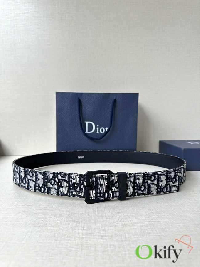 Okify Dior Oblique Black Hardware Belt 3.5cm - 1