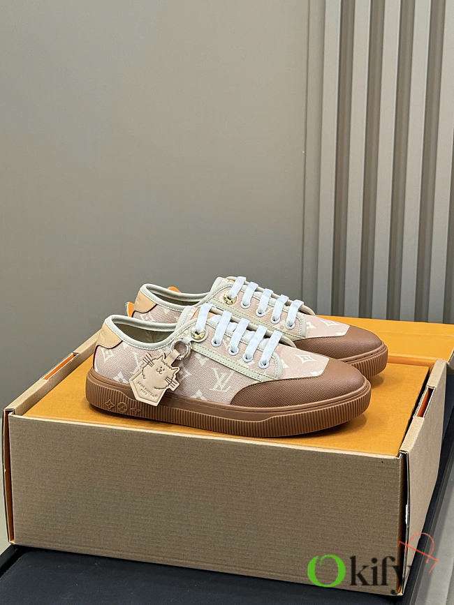 Okify Louis Vuitton Cat Brown And Pink Women Sneakers - 1