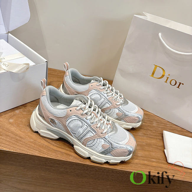 Okify Dior Chrono Silver And Nude Women Sneakers  - 1
