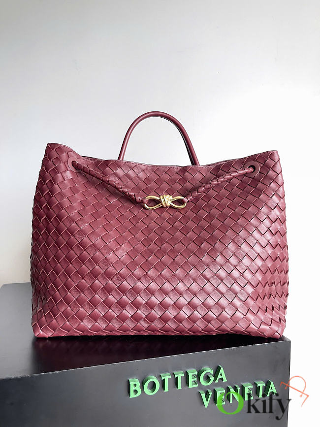 Okify Bottega Veneta Andiamo Bag Red Burgundy 45x34x22cm - 1