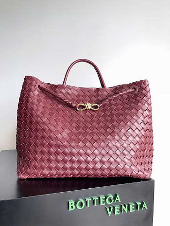 Okify Bottega Veneta Andiamo Bag Red Burgundy 45x34x22cm