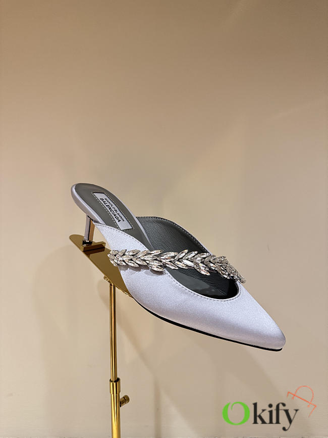 Okify Balenciaga x Manolo Blahnik White Crystal High Heels  - 1