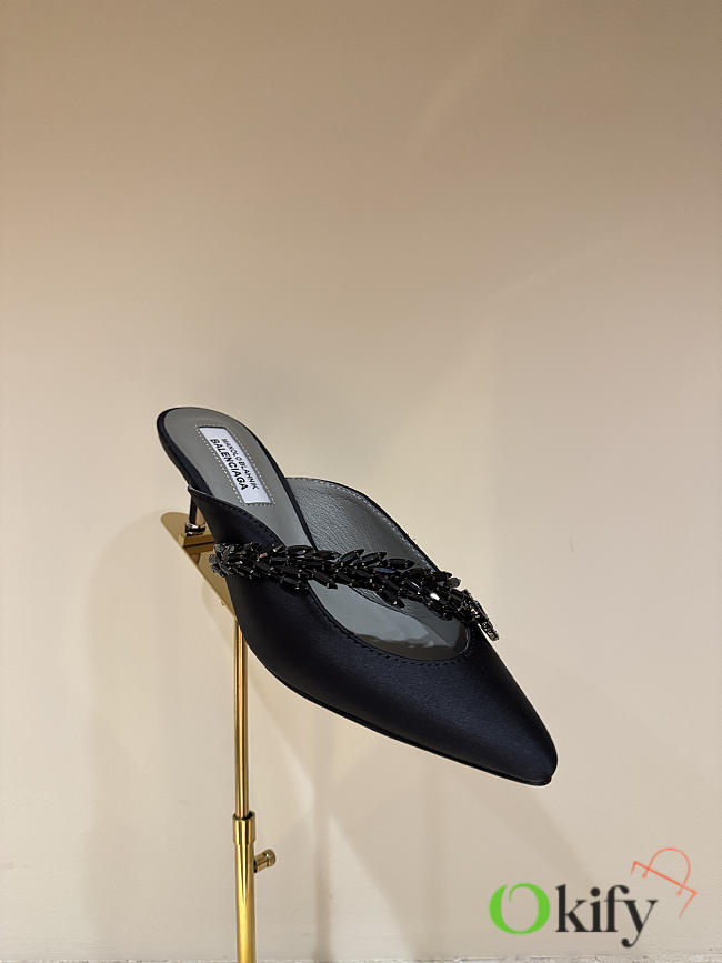 Okify Balenciaga x Manolo Blahnik Black Crystal High Heels  - 1