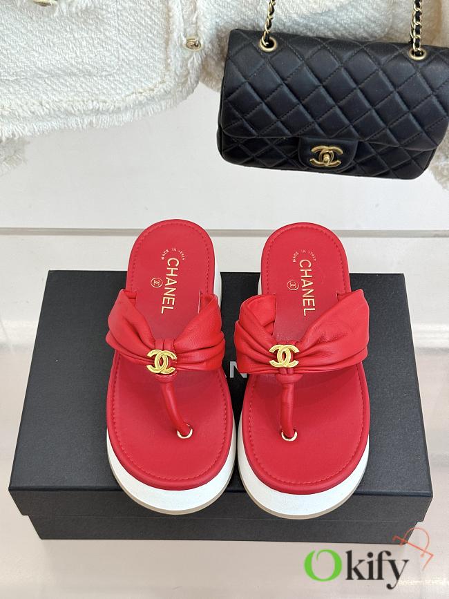 Okify CC Women Red Platform Thong Sandals  - 1