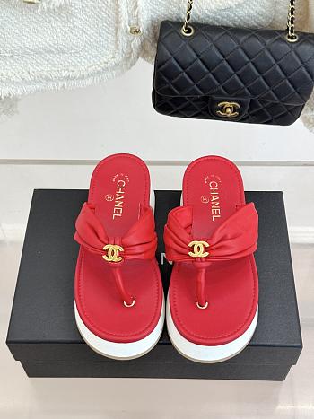 Okify CC Women Red Platform Thong Sandals 