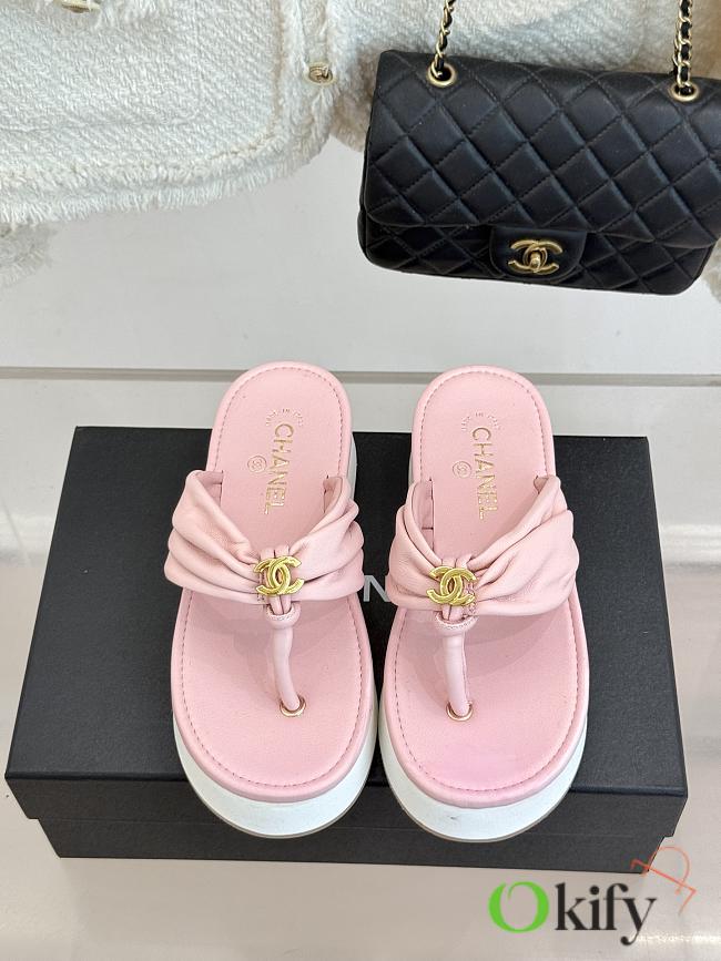 Okify CC Women Pink Platform Thong Sandals  - 1