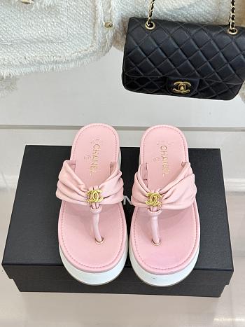 Okify CC Women Pink Platform Thong Sandals 