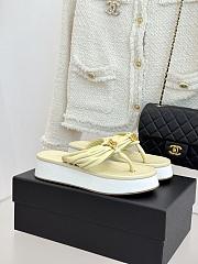 Okify CC Women Light Yellow Platform Thong Sandals  - 5