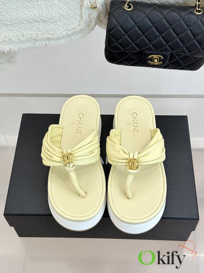 Okify CC Women Light Yellow Platform Thong Sandals  - 1