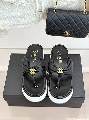 Okify CC Women Black Platform Thong Sandals 