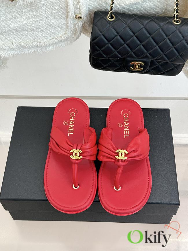 Okify CC Women Red Flat Thong Sandals  - 1
