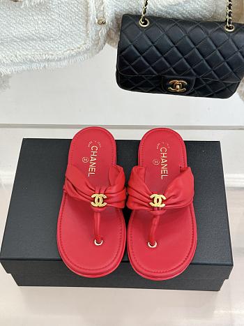Okify CC Women Red Flat Thong Sandals 