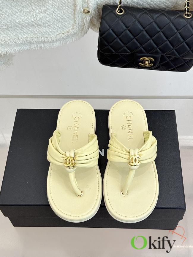 Okify CC Women Light Yellow Flat Thong Sandals  - 1