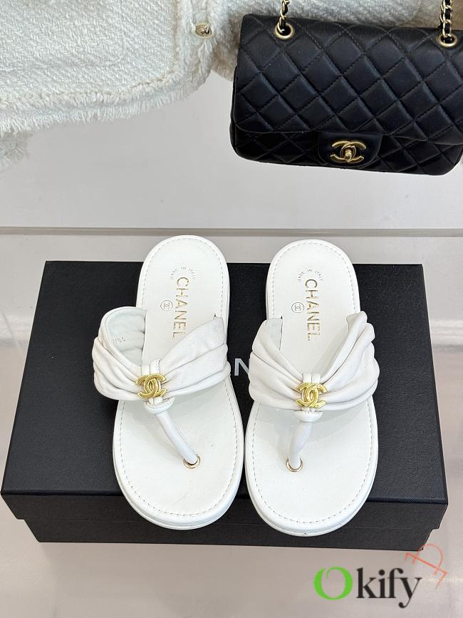 Okify CC Women White Flat Thong Sandals  - 1