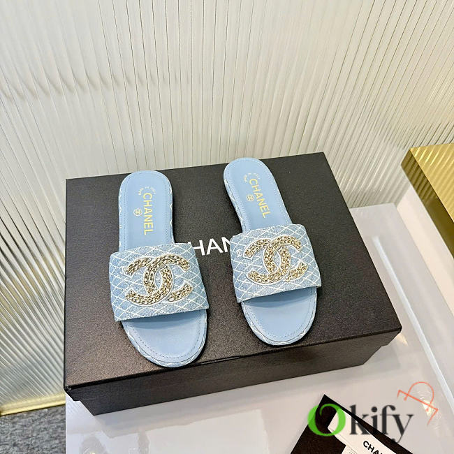 Okify CC Denim Blue Women Slides - 1
