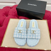 Okify CC Blue Tweed Women Slides - 1