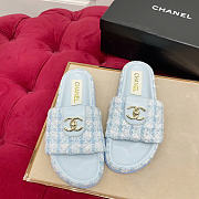 Okify CC Blue Tweed Women Slides - 5