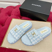 Okify CC Blue Tweed Women Slides - 3